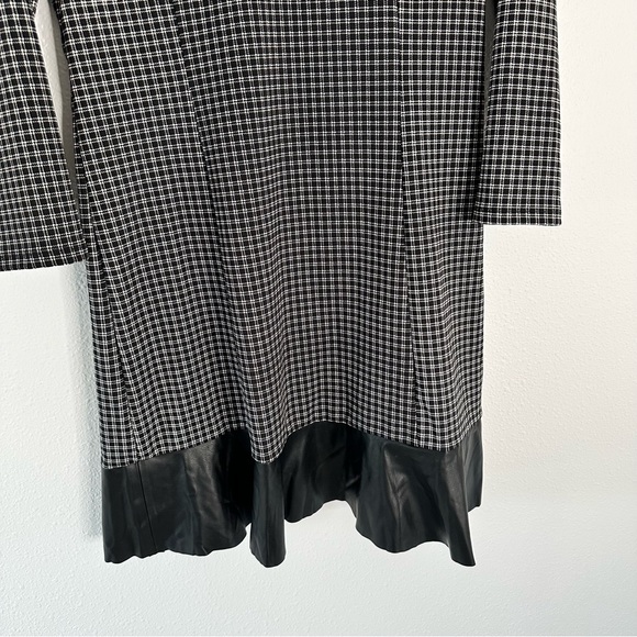 Michael Kors Black White Plaid L Faux Leather Trim Chic Career - Picture 8 of 12